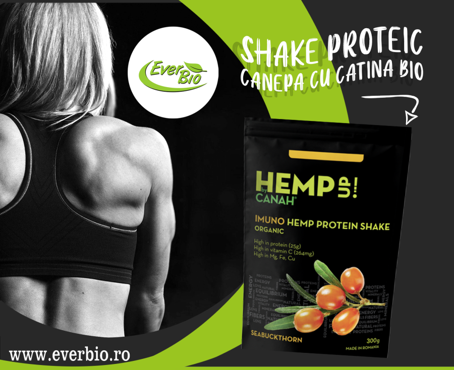 CANAH IMUNO SHAKE PROTEIC CANEPA CU CATINA BIO - un boost de energie