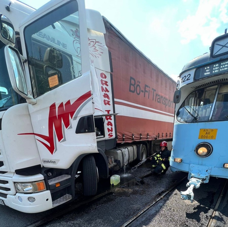 Accident cu Tramvai contra TIR pe Calea Aurel Vlaicu.