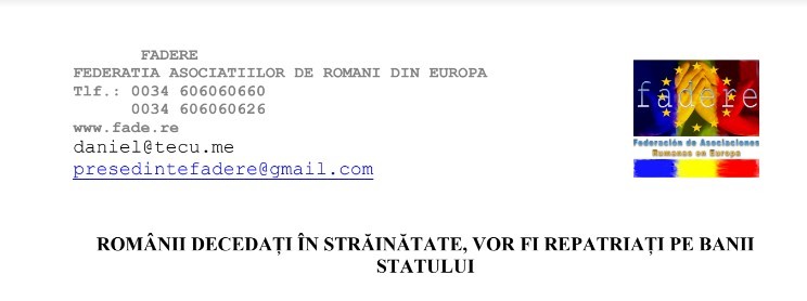 ROMÂNII DECEDAȚI ÎN STRĂINĂTATE, VOR FI REPATRIAȚI PE BANII STATULUI