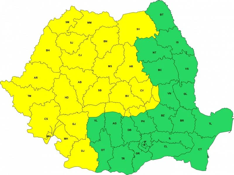 ANM anunță Cod Galben cu vijelii și grindină în vestul țării