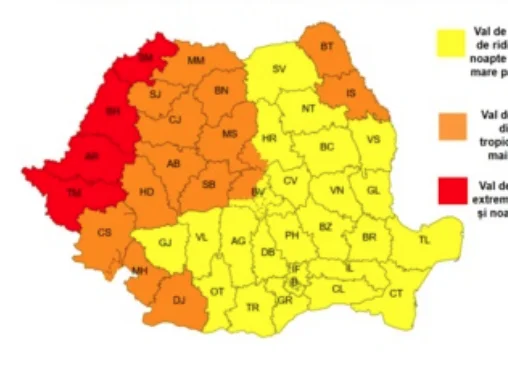 Cod roșu de caniculă în Arad, 39-40 de grade la umbră