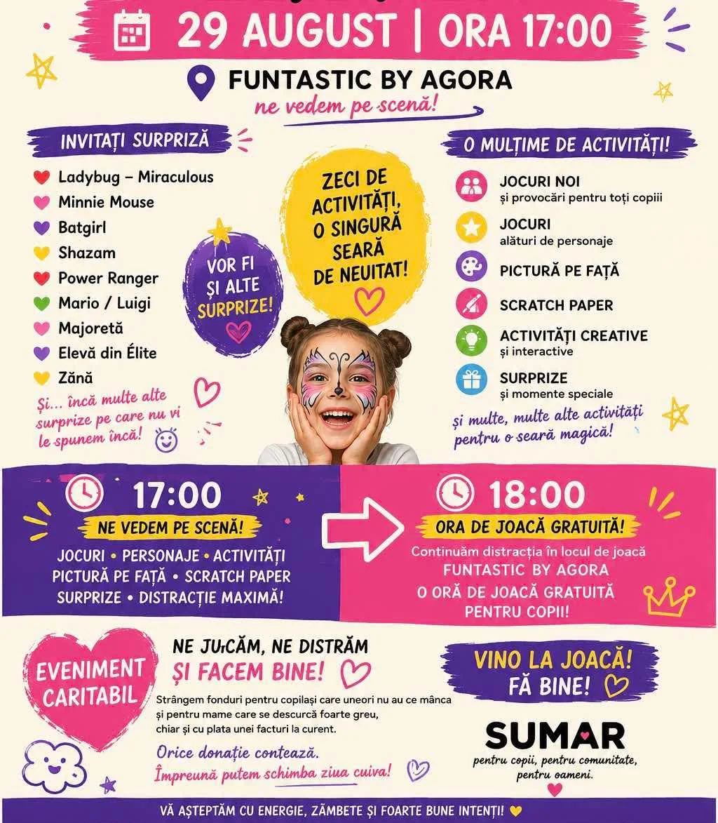 O seară caritabilă pentru copii are loc la Funtastic Arad